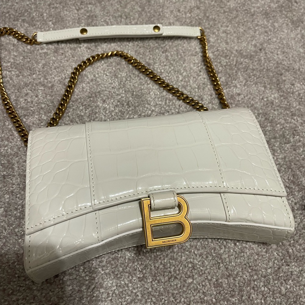 Balenciaga White and Gold Crossbody Bag